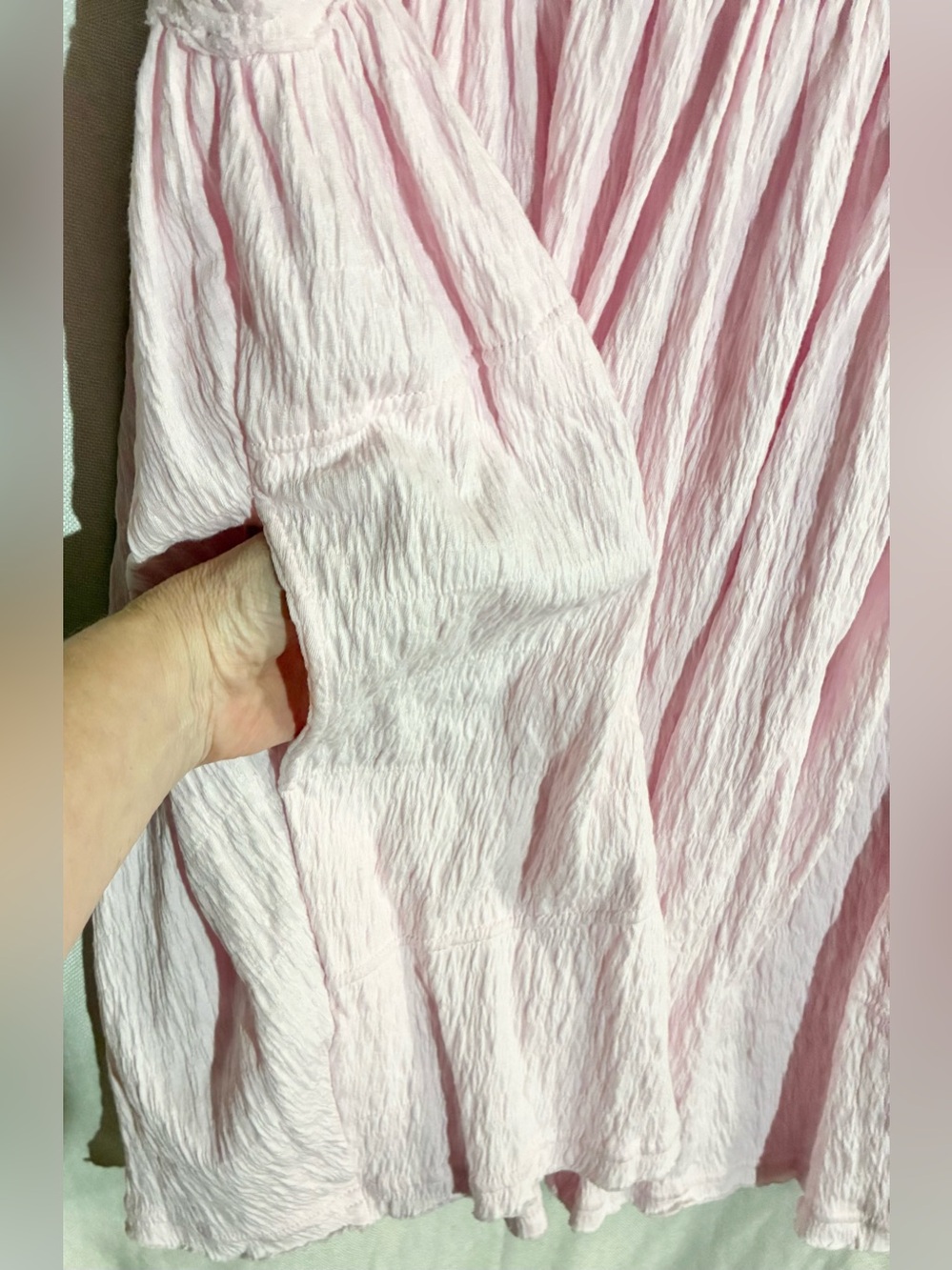 FP Beach Pink Textured Dress Sz L Cover Up Pockets cruise pool resort fun - Picture 9 of 10